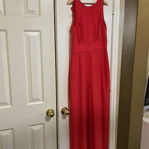 Tangerine orange jumpsuit wide leg chiffon jumpsuit